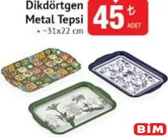 DİKDÖRTGEN METAL TEPSİ 31X22  CM
